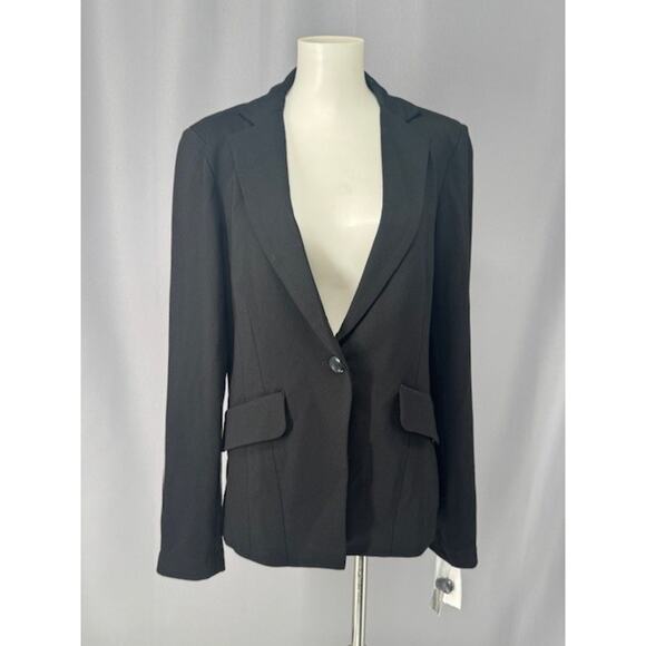 Amanda + Chelsea Blazer Womens Medium Black Stretch Suit Jacket Work Career NWT - Picture 1 of 10